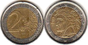 mince Itálie 2 euro 2002