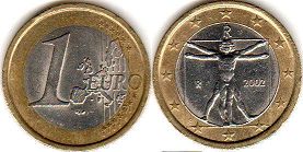 mynt Italien 1 euro 2002