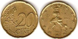 pièce de monnaie Italy 20 euro cent 2002