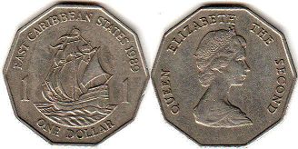 monnaie Eastern Caribbean States 1 dollar 1989