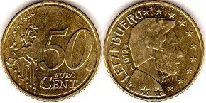 mynt Luxemburg 50 euro cent 2012