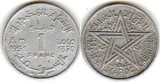 piece Morocco 1francs 1951