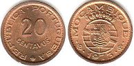 coin Mozambique 20 centavos 1973