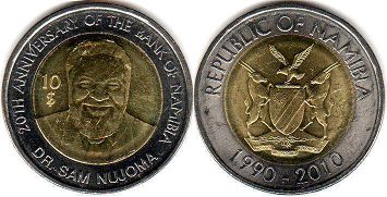 coin Namibia 10 dollars 2010