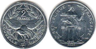 coin New Caledonia 2 francs 2009