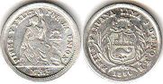 moneda Peru 1/2 real 1860