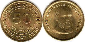 moneda Peru 50 centimos 1988