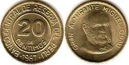 coin Peru 20 centimos 1987