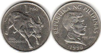 coin Philippines 1 piso 1990