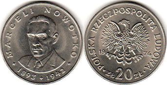 moneta Polska 20 zlotych 1974