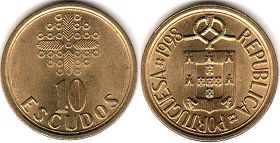 coin Portugal 10 escudos 1998