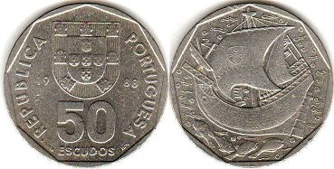 coin Portugal 50 escudos 1988