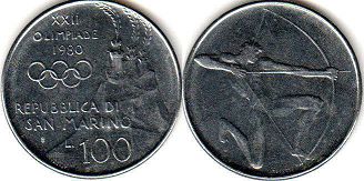 moneta San Marino 100 lire 1980