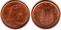 moneta Hiszpania 1 euro cent 2012