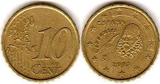 pièce Espagne 10 euro cent 2005