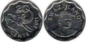coin Swaziland 20 cents 2011