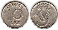 coin Sweden 10 ore 1947