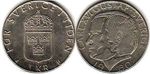 coin Sweden 1 krona 1980