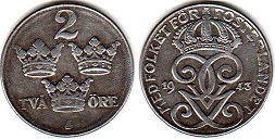 mynt Sverige 2 öre 1943