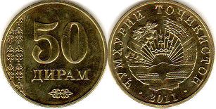 coin Tajikistan 50 dirams 2011