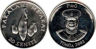 coin Tonga 20 seniti 2002