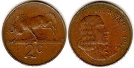 coin South Africa 2 cents 1967
