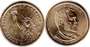 moneda Estados Unidos 1 dollar 2012 Arthur