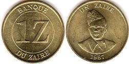 coin Zaire 1 zaire 1987