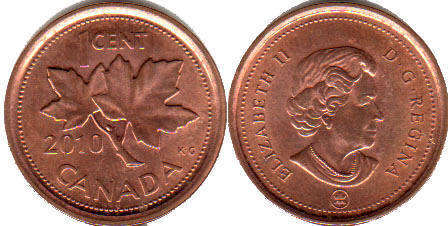 1965 LBB5 CANADA 1 Cent Copper Penny From Mint Roll UNC 