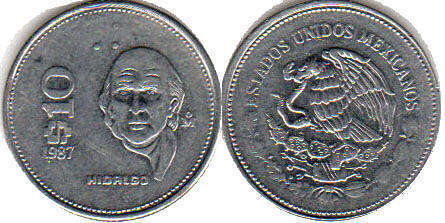 Mexican coin 10 pesos 1985