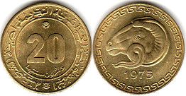 coin 20 centinmes Algeria 1975