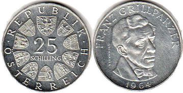coin Austria 25 schilling 1964