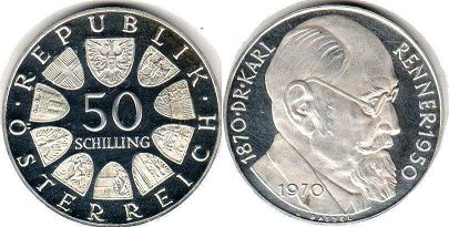 coin Austria 50 schilling 1970