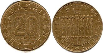 Münze Österreich 20 schilling 1980