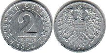 coin Austria 2 groschen 1954