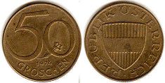 Münze Österreich 50 groschen 1974