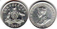 australian coin 3 pence 1936