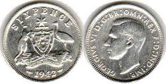 australian coin 6 pence 1942