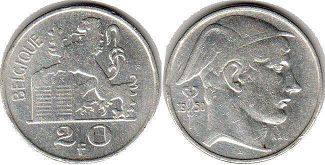 coin Belgium 20 francs 1950