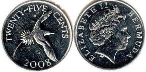 coin Bermuda 25 cents 2008