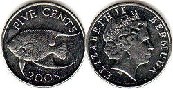 coin Bermuda 5 cents 2008