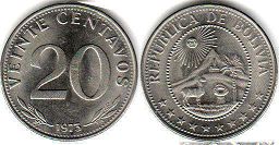 coin Bolivia 20 centavos 1973
