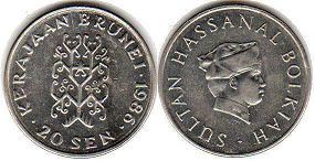 coin Brunei 20 sen 1986