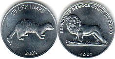 coin Congo 25 centimes 2002
