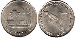 moneda Cuba 10 centavos 1981 INTUR 