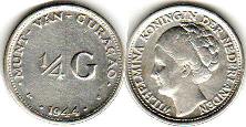 coin Curacao 1/4 gulden 1944