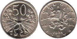coin Czechoslovakia 50 haleru 1924