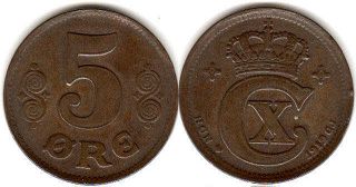 coin Denmark 5 ore 1919