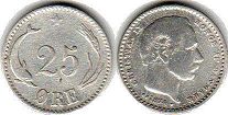 coin Denmark 25 ore 1874