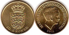 coin Denmark 10 krone 2011
